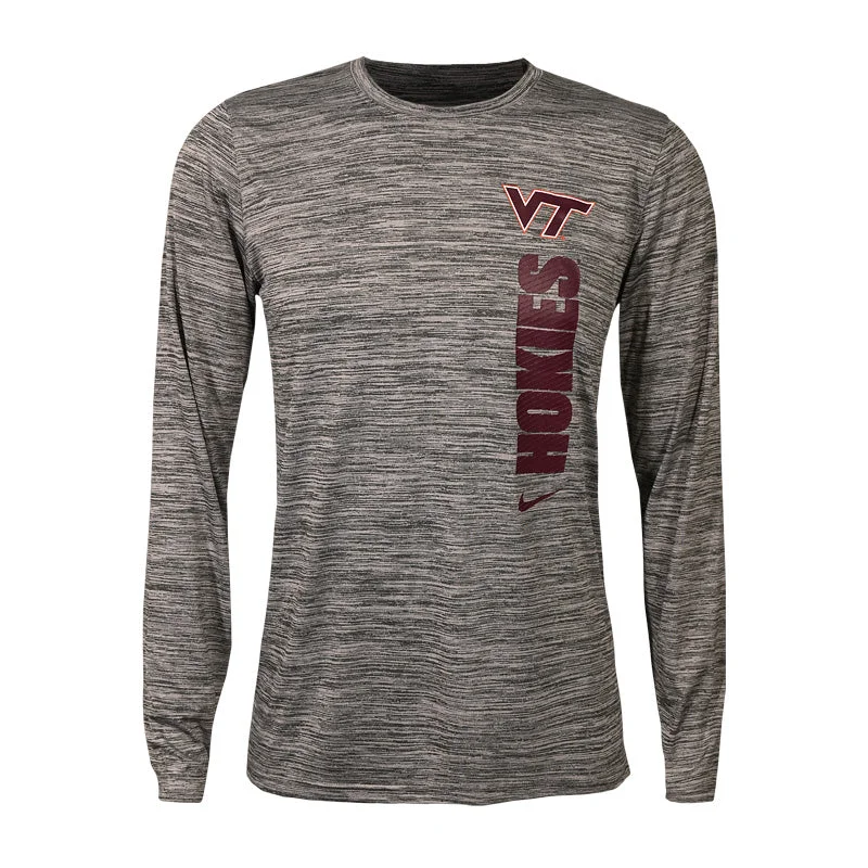 Floral Print Women T Shirt for a Feminine TouchVirginia Tech Men's Team Issue Dri-FIT Velocity Long-Sleeved T-Shirt: Gray by Nike