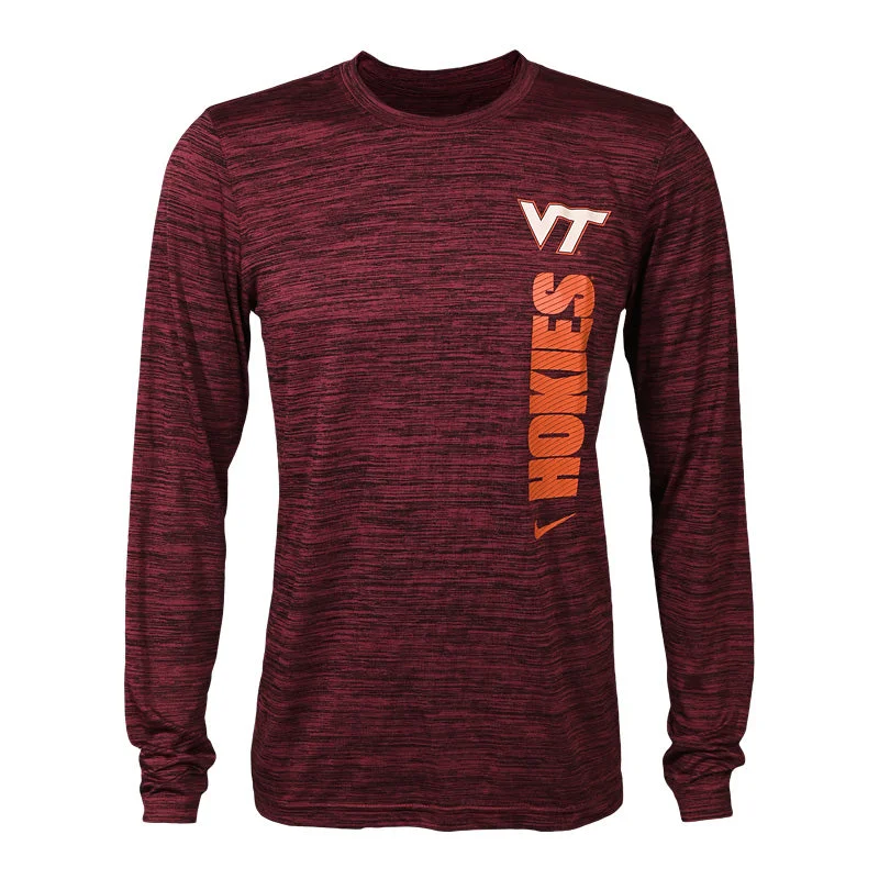 Embroidered Women T Shirt with Intricate DetailsVirginia Tech Men's Team Issue Dri-FIT Velocity Long-Sleeved T-Shirt: Maroon by Nike