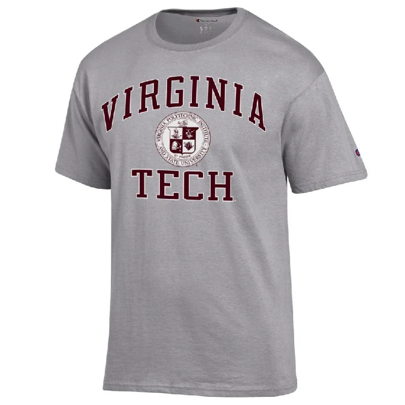 Long Sleeve Women T Shirt for Cooler WeatherVirginia Tech Seal T-Shirt: Oxford Gray by Champion