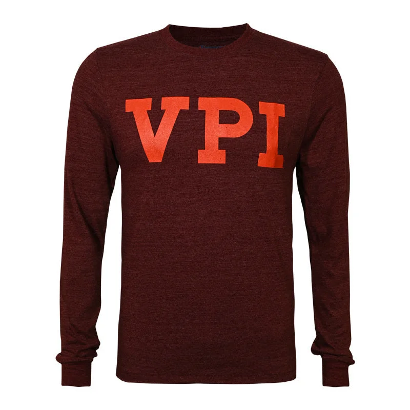 Pocketed Women T Shirt for Added FunctionalityVirginia Tech Triumph Vault VPI Long-Sleeved T-Shirt: Maroon by Champion