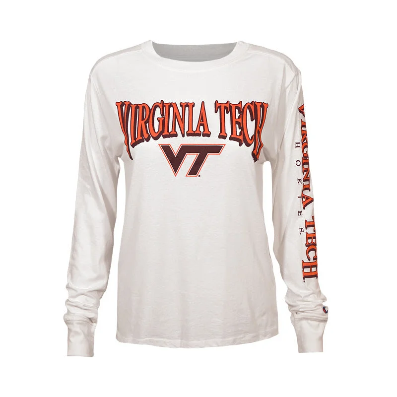 Sequined Women T Shirt for a Sparkly Night OutVirginia Tech Women's Core Long-Sleeved T-Shirt: White by Champion