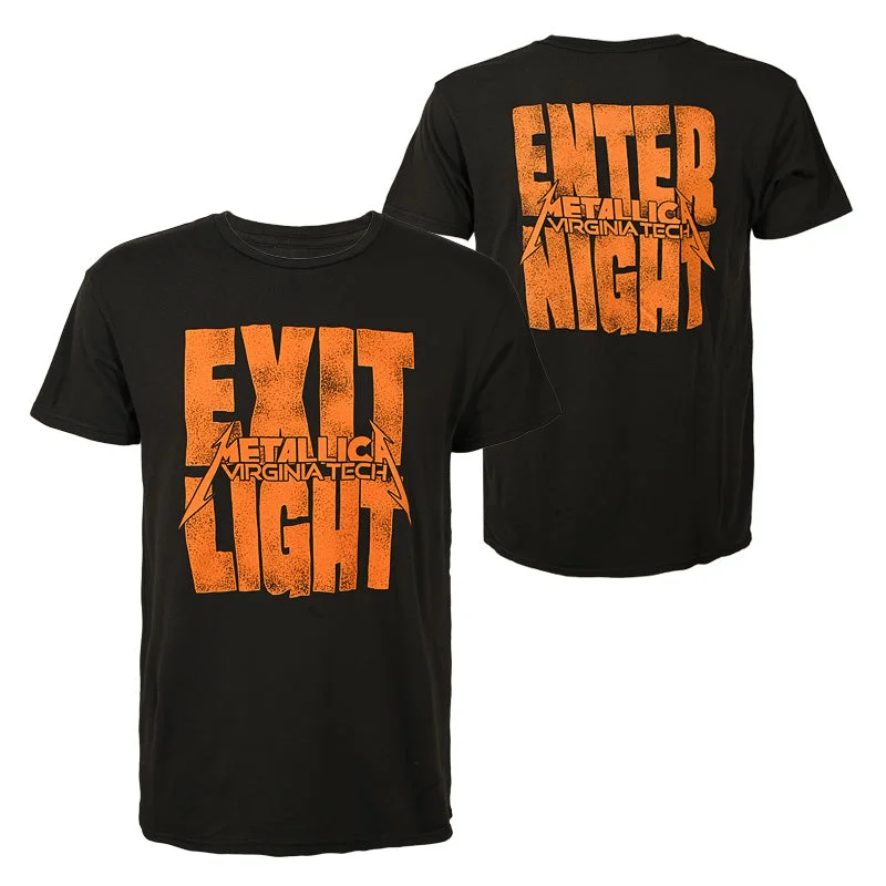 Crop Top Women T Shirt to Pair with High - Waisted BottomsVirginia Tech x Metallica Original Vintage Signature Exit Light Enter Night T-Shirt: Black