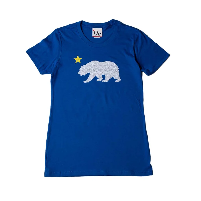 Ringer T Shirt Women with Retro - Inspired StripesWomens Cali Bear Star T-Shirt Royal