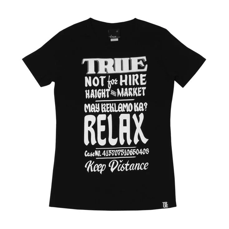 Graphic Print Women T Shirt for a Trendy StatementWomens True Reklamo T-Shirt Black