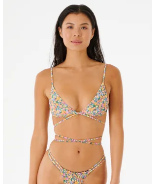 String bikini for a minimalistic and sexy beach styleAfterglow Floral Wrap Tri Bikini Top