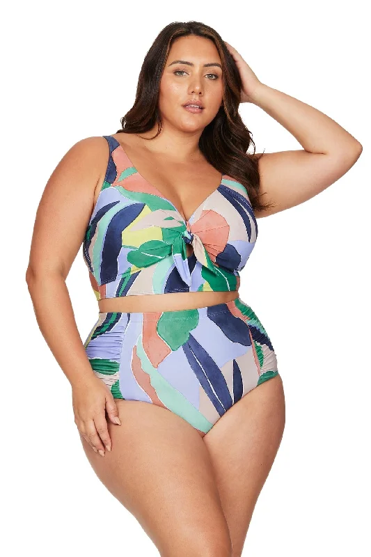 Ruched bikini with fabric gathers for a slimming effectL'Avana Multi Cezanne Midriff Underwire Bikini Top