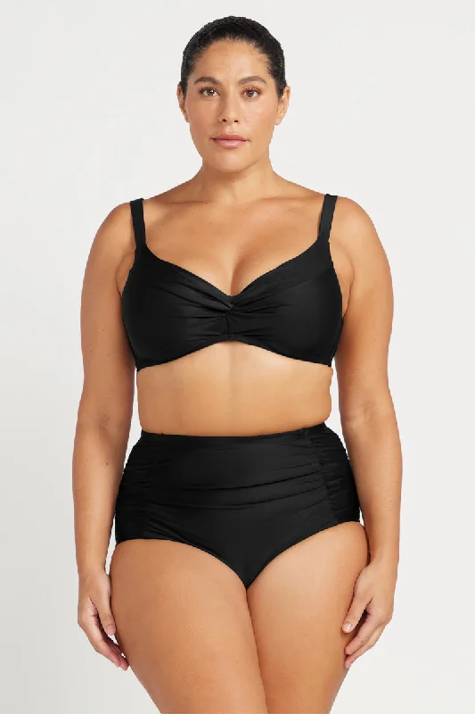 Ruched bikini with fabric gathers for a slimming effectBlack Hues Monet Underwire D - DD Cup Bikini Top