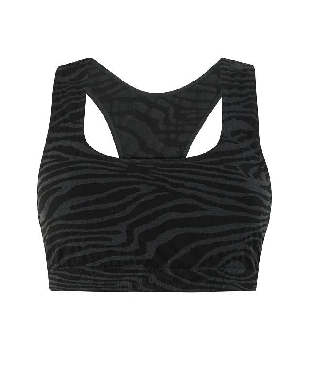 High - waisted bikini for a retro and tummy - flattering lookELATED Bra Top | Zebra Jacquard