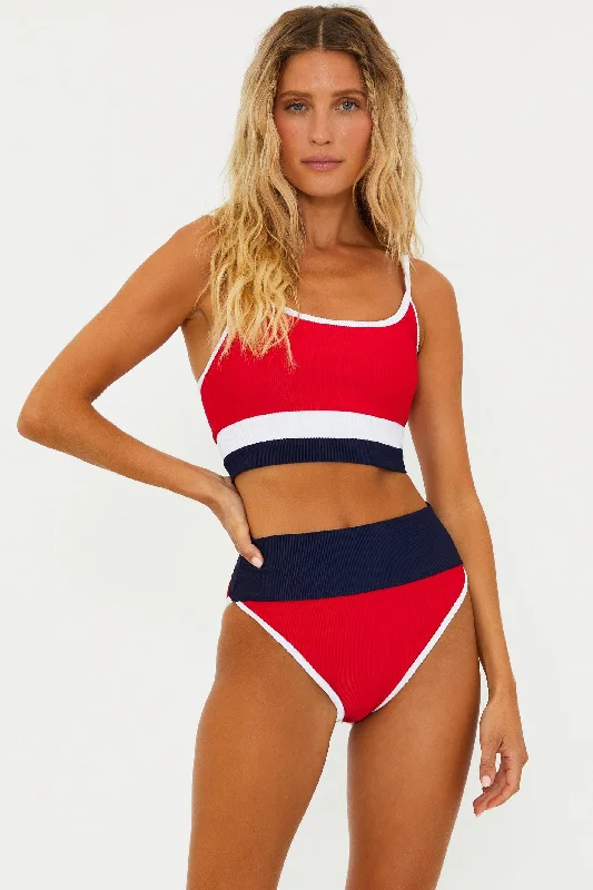 Long - line bikini top for added support and a fashionable lookEva Top Americana Colorblock