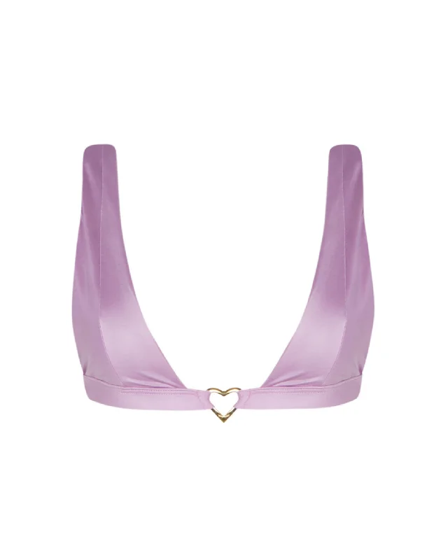 Tie - side bikini bottoms for an adjustable and stylish fitLove Lilac Triangle Bikini Top