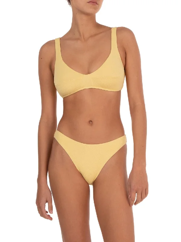 Sustainable bikini made from recycled materials for eco - conscious beachgoersPanelled Crop Lemon