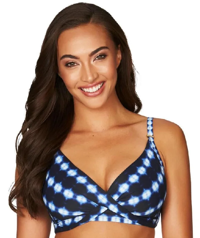 Maternity bikini for expecting mothers to enjoy the beach comfortablySea Level Bandhani Twist Front DD-E Cup Bikini Top - Navy