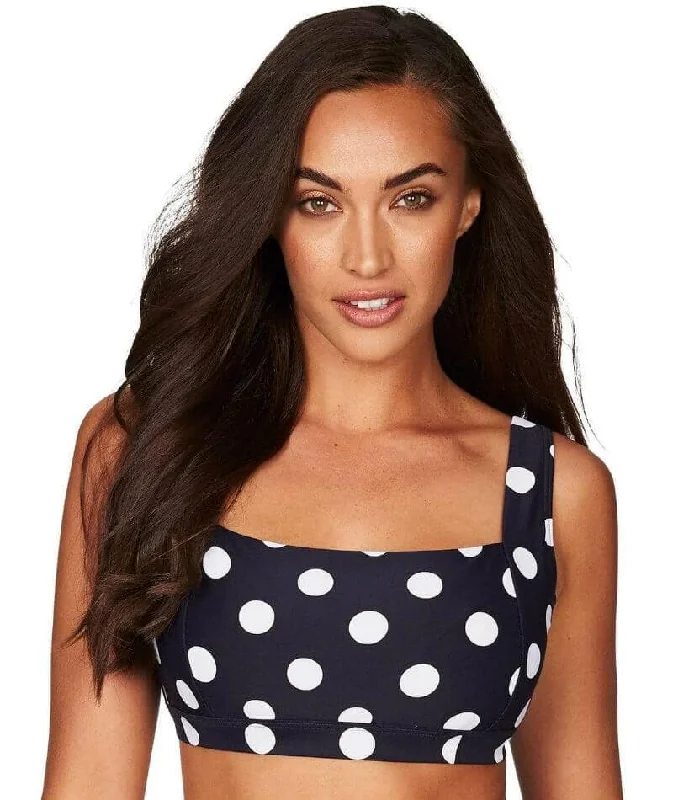 Push - up bikini top to enhance the bust for a confident beach appearanceSea Level Polka Dot Square Neck DD-E Cup Bikini Top - Night Sky