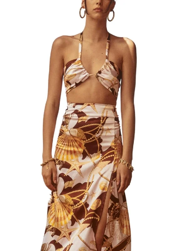 High - waisted bikini for a retro and tummy - flattering lookSEASHELL SOIREE BANDEAU TOP Sunset Soiree