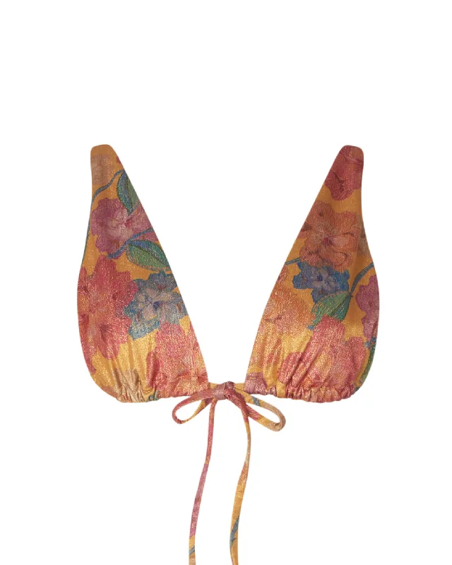 Tropical - themed bikini for a vacation - ready beach outfitSelma Orange Dore Triangle Bikini Top